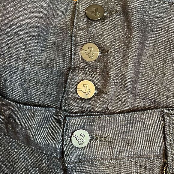 NWT J & Company Raw Denim Suspender Pants Straight Leg Size 28 - Picture 11 of 16